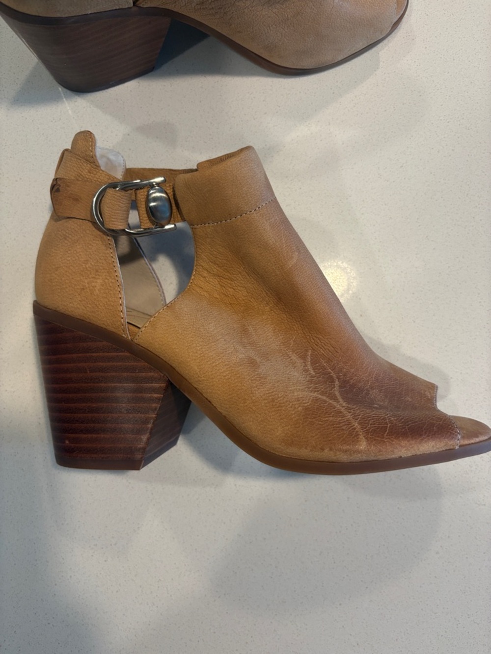 Sole Society Tan Open-Toe Leather Ankle-Strap Mules - Picture 5 of 17